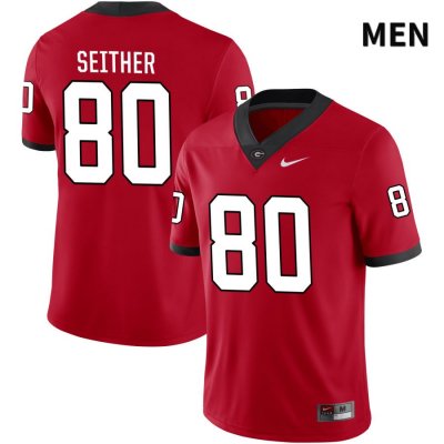 Men's Georgia Bulldogs NCAA #80 Brett Seither Nike Stitched Red NIL 2022 Authentic College Football Jersey XCX1554NT